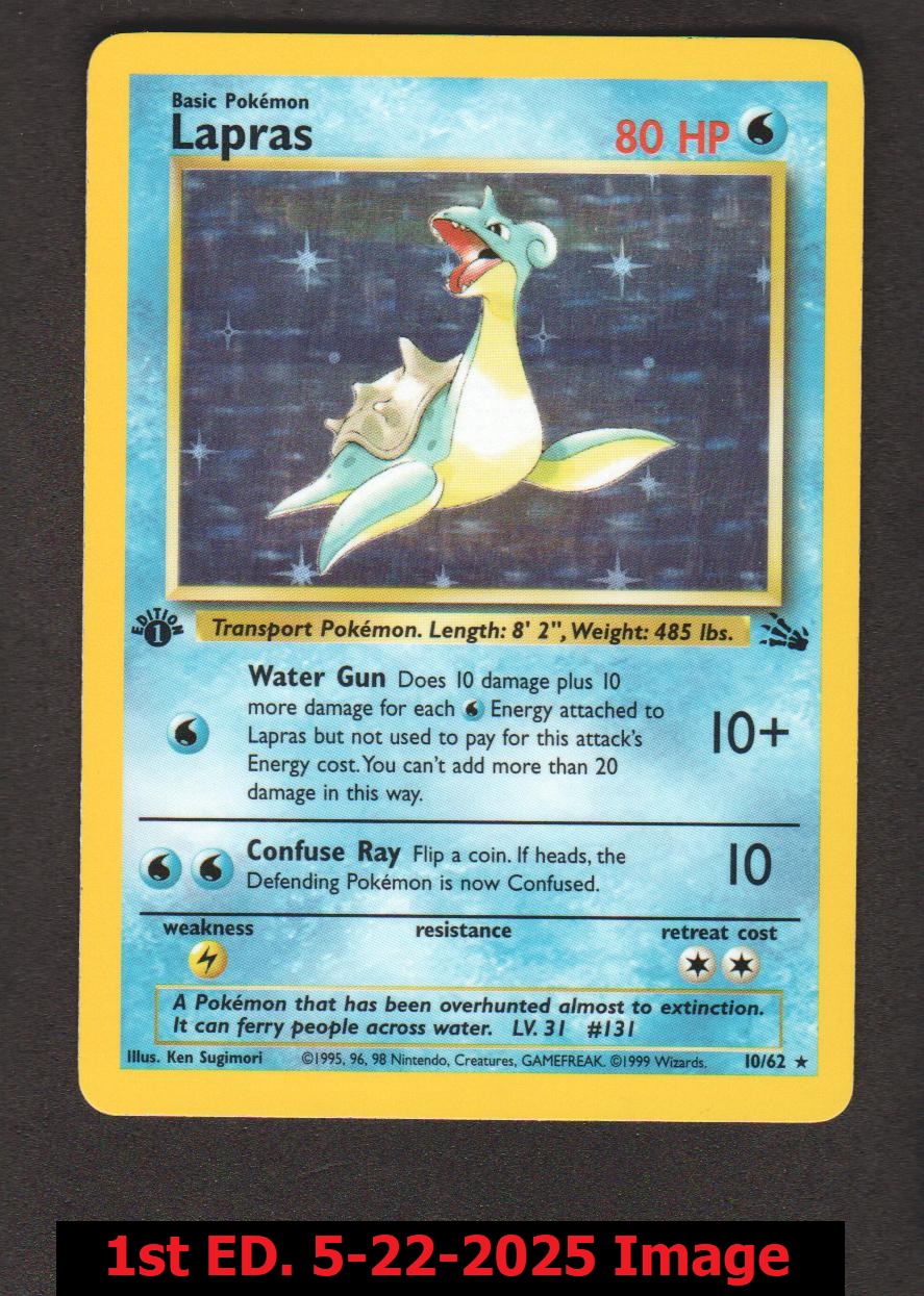 Lapras - 10/62 - Holo Rare - 1st Edition